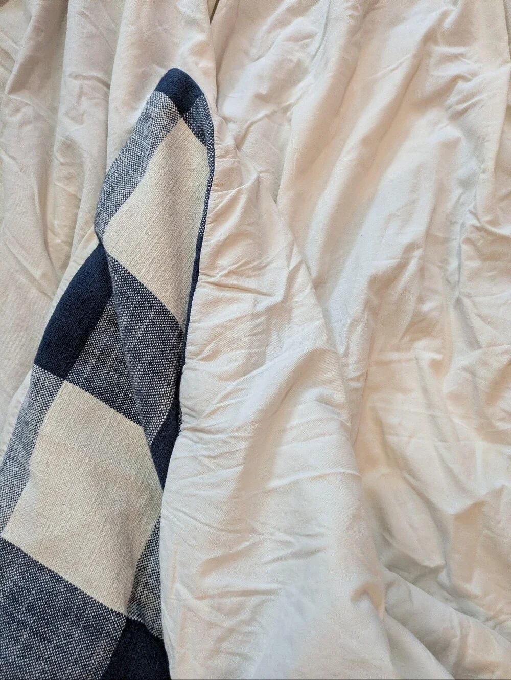 Pottery Barn Navy Bryce KING/CAL Duvet Cover Buffalo Check Plaid Cabin Lodge